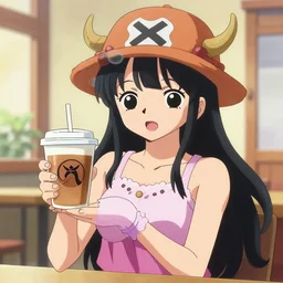 cute anime dagon girl, offering coffee, illustration, 8 k, by eiichiro oda
