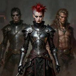 portrait of an androgynous skinny punk goth warrior wearing armor by simon bisley, john blance, frank frazetta, fantasy