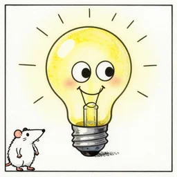 cute and funny, a smiling light bulb with cartoon eyes, ratfink style by ed roth,, centered award winning watercolor pen illustration, isometric illustration by chihiro iwasaki, the artwork of r. crumb and his cheap suit, cult - classic - comic