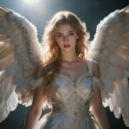 portrait art of female angel, art by alessio albi 8 k ultra realistic, angel wings, lens flare, atmosphere, glow, detailed, intricate, full of colour, cinematic lighting, trending on artstation, 4 k, hyperrealistic, focused, extreme details, unreal engine 5, cinematic, masterpiece