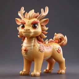 chinese magic beast, qilin, 3 d, three - dimensional, animation style