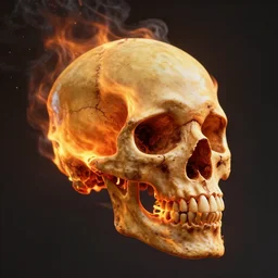 burning skull, octane render, trending on artstation