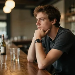 guy contemplating life in a bar
