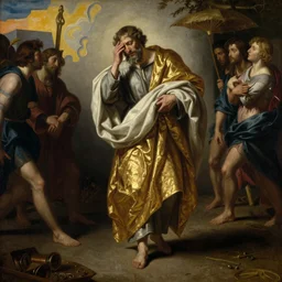 painting by remus grecu, i dreamed i saw saint augustine striding through the quarters in the utmost misery, with a blanket underneath his arm, and a coat of solid gold