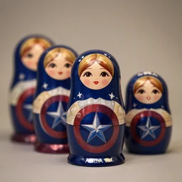 Avengers matryoshka dolls in a row, Sigma 85 mm f/1.4