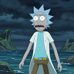 rick and morty lost in the ocean,digital art,detailed,ultra realistic,art by greg rutkowski