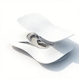 sculptural folded curved roof planes lift and descend creating shade and architectural expression, dramatic form, 3 d top view axonometric, architecture, lightweight structures, isometric view