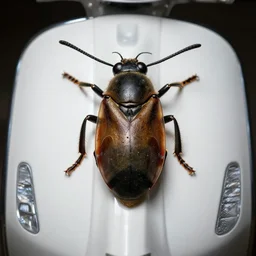 a perfect symmetrical macrophoto of the face of a vespa bellutina, 7 0 mm macro lens, soft flash light