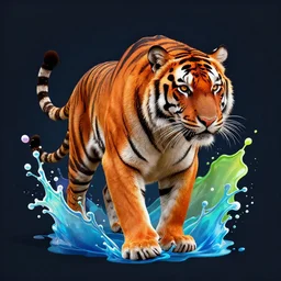 tiger splash art graphic design color splash high contrasting art, fantasy, highly detailed, art by greg rutkowski