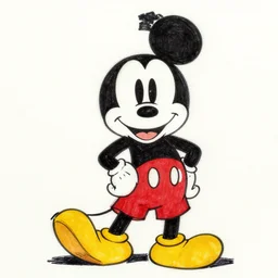 mickey mouse illustration, hand drawn