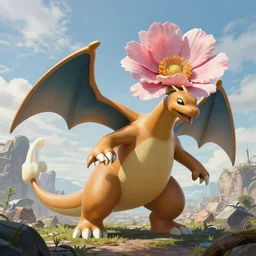 highly detailed portrait photo of a huge mumakil - venusaur with a big flower on its back, scenic dystopian environment, hyperrealistic illustration by william didier - pouget