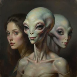 three quarter view, extraterrestrial female portrait, cultured, friendly, whole head, 3/4 view, dramatic lighting, painted by andreas rocha