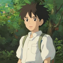 looking over the city of trees portrait flcl by makoto shinkai concept art by syd mead