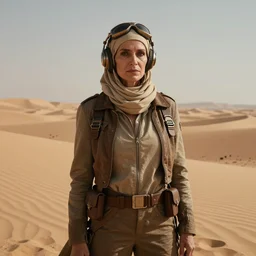 beautiful portrait of a wise interstellar spice smuggler pilot on desert planet, by nasreddine dinet and greg rutkowski, rule of thirds, smooth, cinematic, detailed, profound