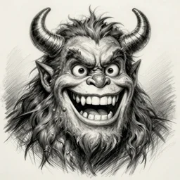 grunge cartoon sketch of a human monster mix with a wide smile by - michael karcz, loony toons style, horror theme, detailed, elegant, intricate
