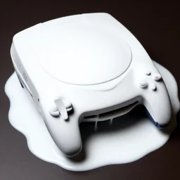 Dreamcast covered in white liquid