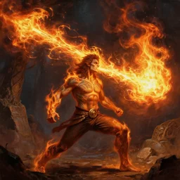handsome tattooed gym fire mage firebreath magic spell vfx, diagonal spell vfx, fantasy game spell, fantasy epic painting by artgerm, gaston bussiere, craig mullins, j. c. leyendecker, tom of finland