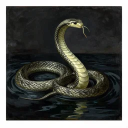 serpent above the dark waters. painting by alfred kubin, codex serafinianus