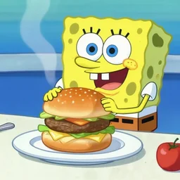 spongebob making burgers