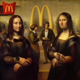 Oil painting of a busy McDonald's, renaissance, classical, warm lighting, realistic extremely detailed, artstation, by Leonardo da Vinci, Giovanni Bellini, Caravaggio