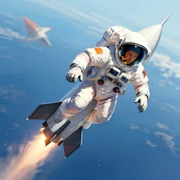 Cosmonaut German Shepard flying on a rocket, Digital art, trending on artstation