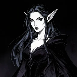 portrait of lithe female sorceress of the fey, beautiful! coherent! dungeons and dragons character, by brian froud, strong line, night color, high contrast