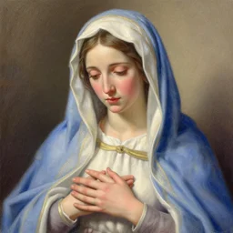 portrait of young mother mary our lady of sorrows by greg hildebrandt beautiful high detail pastel colors