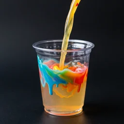 Abstract acrylic dirty flip cup pouring in bright colors