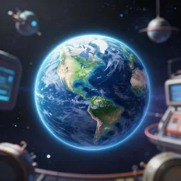 anime portrait of earth - chan!!! on space, arts station, ( ( ( blurred ) ) ), high quality!!! cinematic!!! post - processing effects!!!