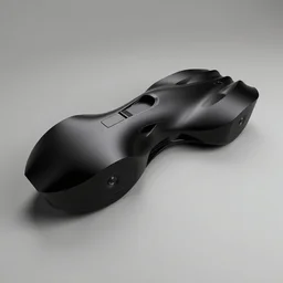 aerodynamic design concept, electronic high tech, very distant shot render matte black, centered on studio gray background, design by james dyson, jonathan ive, futuristic organic shape, all black technologic design, octane engine render, product concept, unreal engine 6 render