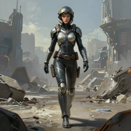 realist painting of a female IMC pilot walking across a cyberpunk wasteland without a helmet, symmetrical face details, League of Legends Character Splash Art, ultra realistic, very highly detailed, 8K, octane, Digital painting, concept art, illustration, rule of thirds, sharp focus, centered, Halo Spartan Armor!!, Apex Legends!!, rubber suit, Zdzisław Beksiński