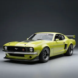 mustang racing car, radioactive, 8 k hd, very detailed establishing shot, studio lightning, high quality