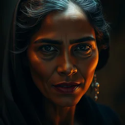 portrait of a 8 0 s srilankan woman in baroque style,, intimate,, beautiful face, rule of thirds, spotlight, expressive, passionate, by greg rutkowski, by jeremy mann, by francoise nielly,, 8 k, craig mullins - n 4