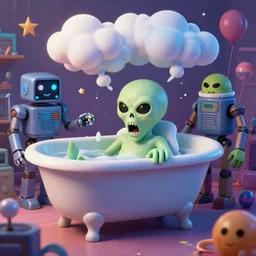 🛀☄🤐🤬👽🤖🎉🎊, hyper detailed, masterpiece, artstation, advanced lighting technology, stylized yet realistic surrealism, 4 k wallpaper
