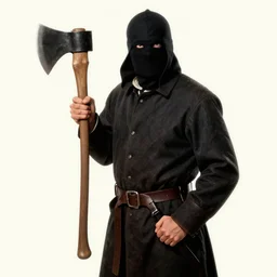 classic horror movie poster of an executioner holding a big axe