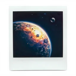 isometric vintage analog polaroid photography of an alien planet, color bleed, tiles, videogame