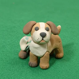funny strange dog made out of clay on a green carpet, Nikon Coolpix 5200
