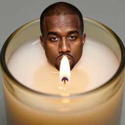 kanye west as a candle, macro lens, high quality