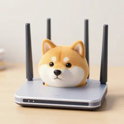 a wifi router in the shape of shiba inu