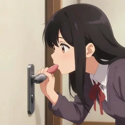 anime girl licking doorknob by some pervert