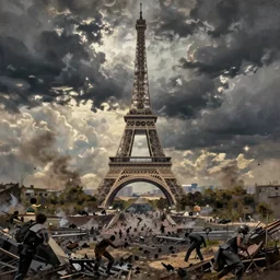 painting of paris destroyed by war