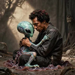 john coltrane snuggling a slimy alien