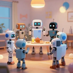 robots having a party
