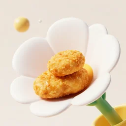 A flower eating a chicken nugget in space. ArtStation. Octane render