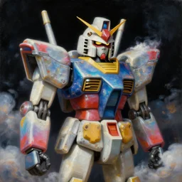 a baroque neoclassicist renaissance close - up portrait of a colorful iridescent whimsical 1 8 0 0 s mecha gundam hawk with big glowing eyes. reflective detailed textures. puffy clouds, dark black background. highly detailed fantasy science fic tion painting by moebius, norman rockwell, frank frazetta, and syd mead. rich colors, high contrast. artstation