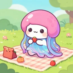 cute chibi jellyfish picnic
