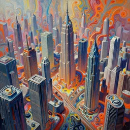 a beautiful insanely detailed modern cityscape, intricate detailed color smashing fluid oilpaint, 3 d render, hyper realistic detailed, sharp, melting wax, fluid acrilic, thin fractal tendrils, intense colors, scifi, fantasy, hyper detailed, octane render, concept art, by peter mohrbacher, by wlop, by ruan jia