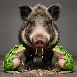 boar mugshot of the fellonious nowhere - dread, pink - green frog cohabitants spitting leguminous seeds wrapped in molybdenum by franz von stuck