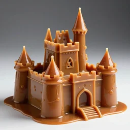 open angle photo of a castle made of hardened caramel,