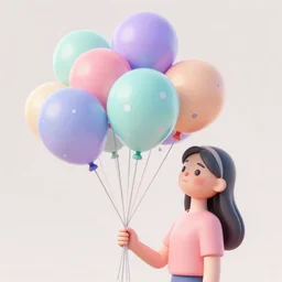 3d matte render, Hsiao-Ron Cheng, balloons, pastel colors, hyper-realism, pastel, polkadots, minimal, simplistic, amazing composition, woman, vaporwave, wow, Gertrude Abercrombie, Beeple, minimalistic graffiti masterpiece, minimalism, 3d abstract render overlayed, black background, psychedelic therapy, trending on ArtStation, ink splatters, pen lines, incredible detail, creative, positive energy, happy, unique, negative space, pure imagination painted by artgerm